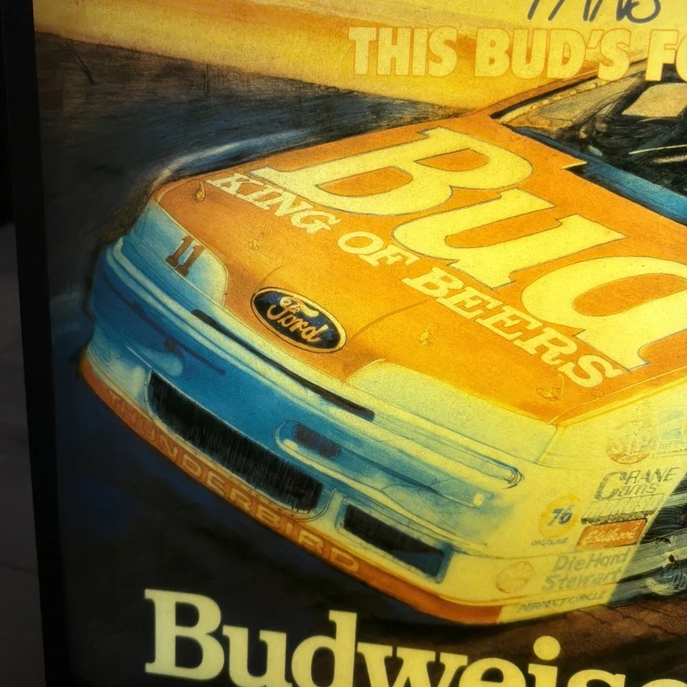 Vintage 1989 Budweiser Beer Racing Fans Lighted Sign Terry Labonte NASCAR Works!